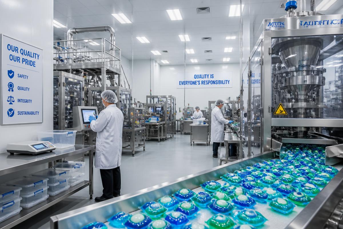 Detergent capsule production line inside the Washora plant